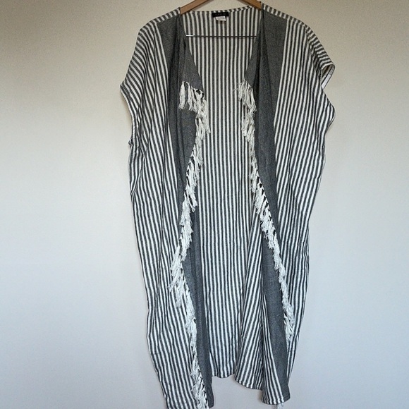 saachi black white kimono women’s large bohemian - Picture 1 of 6